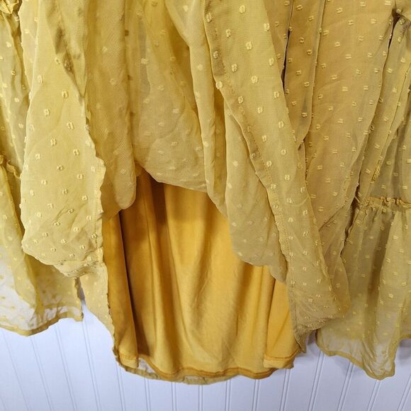 L & B Lucky & Blessed Off Shoulder Sleeve Top 3X Gold‎ Swiss Dot Fairy Core Boho - Picture 7 of 14